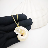 3-5cm Conque Naturelle avec Pendentif en Coquillage de Perles Pendentif Punk Conque Chaîne en Acier Inoxydable Bijoux de Plage d'Été Hawaii