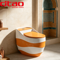 WC monobloc en céramique moderne en forme d'œuf avec double chasse, couleur brillante, pour hôtels