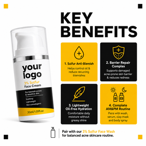 Crème de Soin Quotidienne Tendance : Améliore l'Acné, Apaise les Rougeurs, Équilibre le Sébum – Crème Visage au Soufre 3% et Acide Hyaluronique, Marque Privée - Product Image 6