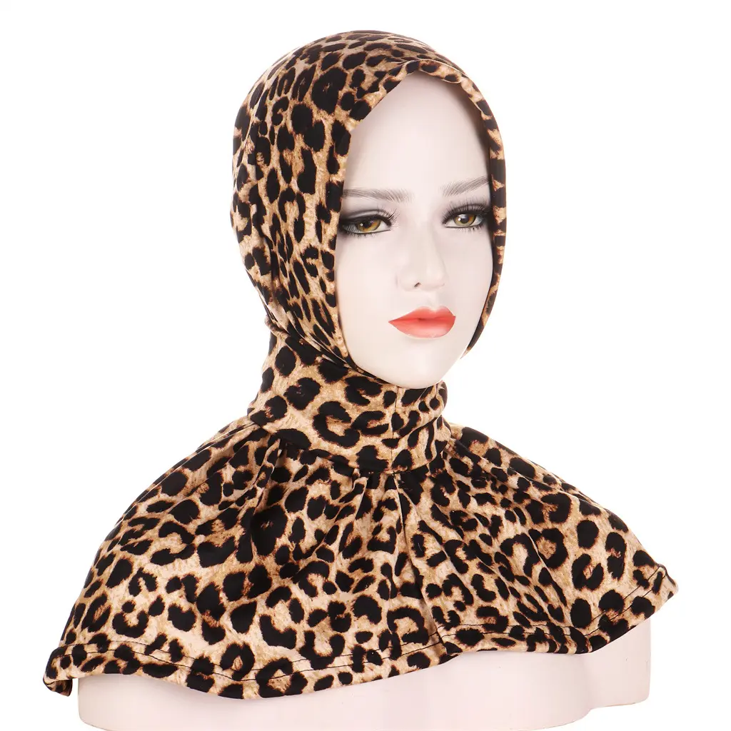 Wholesale 2022 latest ladies muslim easy hijab premium quality leopard printed jersey women's ready to wear hijab sport