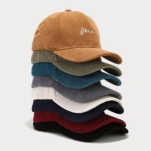 New Literary Retro Simple Wick <b>Hats</b> Men Corduroy Baseball Cap Street Fashion Wave Embroidery Curved Brim Dad <b>Hats</b> - Product Image 1