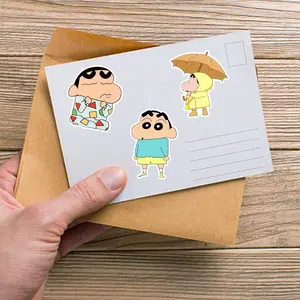 50pcs Adhesive New Character Nohara Shinnosuke Reusable Cute Boys Decorative Sticker Vinyl Family Funny Cartoon Stickers