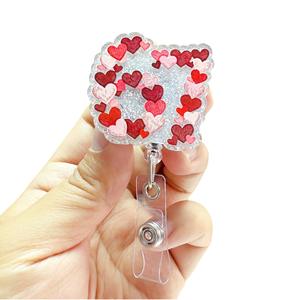 Nouveau style tendance : Porte-badge créatif rétractable en acrylique pailleté, avec boucle DIY et clip pour carte de poitrine - Product Image 4