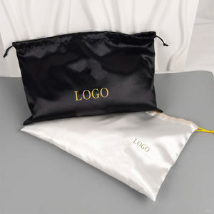 Sıcak Satış Paketleme Peruk Saç Ekleri İpli İpek Saten Çanta Özel Logo Saten Hediye Toz Torbası - Product Image 5