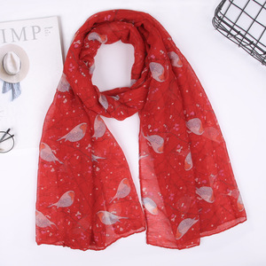 2024 nouveau Design châles écharpe femmes classique <span class=keywords><strong>coquelicot</strong></span> oiseau imprimé Viscose écharpes - Product Image 4