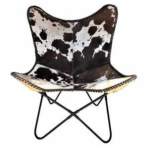 Silla de mariposa de cuero hecha a mano a granel, marco de hierro recubierto de polvo ligero, diseño moderno personalizable, comedor plegable, hogar y oficina - Product Image 1