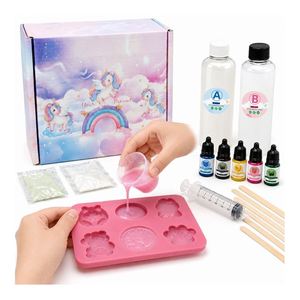 ชุดงานฝีมือ Taba Squishy ขายส่ง แบบสองชิ้น ถาดยางนิ่ม ตัวละคร ของตกแต่งสีสัน กลิตเตอร์ ถ้วย ไม้คนสี ยูนิคอร์น กล่องของขวัญ - Product Image 5