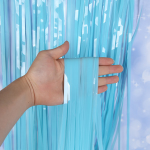 1x2 m Macaron Color de la gama Baby Shower oropel decoración del partido telón de fondo de la cortina de flecos de aluminio - Product Image 3