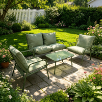 Ensemble de meubles d'extérieur Uplion KD au design moderne, 4 pièces, canapé de jardin avec table en verre et métal