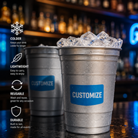 Gobelets en aluminium réutilisables avec logo personnalisé, 16 oz, légers, recyclables, gobelets de stade pour les marques de thé au lait et de boissons froides