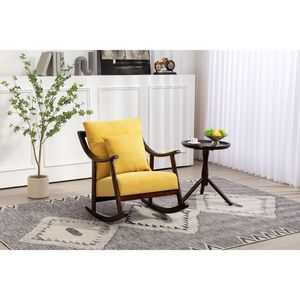 DB Woven Fabric Mid Century Modern Accent Glider Arm <b>Chair</b> Comfortable <b>Upholstered</b> Solid Wood for Home Office Living Room - Product Image 4