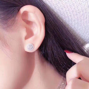 E1079 Orecchini in oro bianco con diamanti, taglio rotondo brillante, colore D, gioielli da sposa classici naturali da donna - Product Image 5