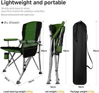 Chaise de camping pliante robuste OEM/ODM en acier inoxydable léger et portable avec porte-gobelet et rangement pour l'extérieur