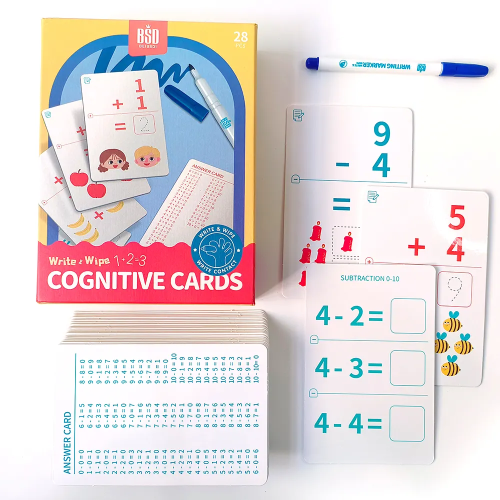 Jouets d'éducation précoce pour bébés écriture et essuyer compte cartes cognitives 28 pièces formation carte flash montessori jouets personnalisés