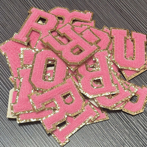 Écussons personnalisés de broderie de lettres anglaises à paillettes Écussons en chenille Écussons en chenille pour vêtements - Product Image 5