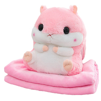 Großhandel Plüsch Kuscheltier 3 in 1 Hamster Decke Kissen Plüsch Tier Wurf kissen Spielzeug Benutzer definierte Hamster Plüsch Kissen