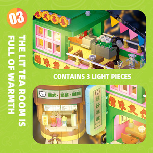 JIESTAR JJ9071 1330PCS Série Vue de Rue <span class=keywords><strong>Petit</strong></span> Restaurant Ours Modèle de Blocs de Construction Jouet Éducatif Technique Cadeau de Fête - Product Image 5