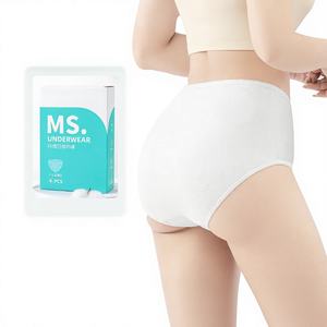 女性用ハイウエスト使い捨てブリーフ 滅菌済み 快適な個別包装 旅行用 使い捨て 洗濯不要 一体型リンク - Product Image 1