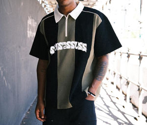 Haute qualité personnalisé sérigraphie hommes décontracté Patchwork bloc de couleur fermeture éclair Boxy Fit à manches courtes Polo t Merde - Product Image 3