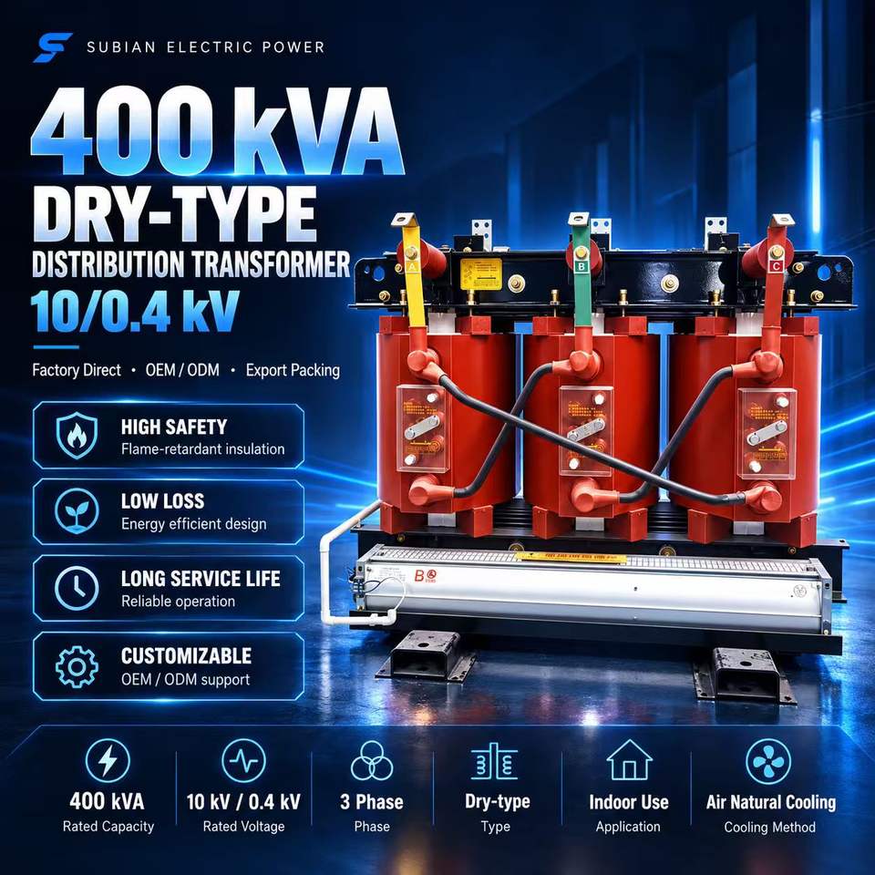 400 KVA Dry Type Distribution Transformer 10 KV 0.4 KV Three Phase Two ...