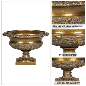 Jardinière ronde en bronze sculpté de style <span class=keywords><strong>français</strong></span> luxueux pour pelouse, patio, cour, jardin de villa, ornement paysager - Product Image 4