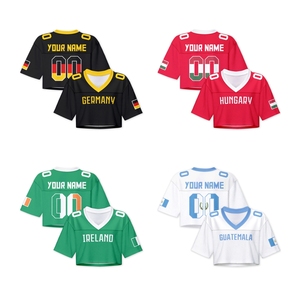 Kaos Jersey Sepak Bola Amerika Wanita Model Crop Top Tim Nasional Jerman Baru 2025, 100% Poliester, Cetak Transfer Panas - Product Image 1