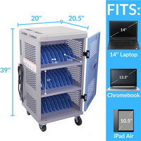 Station de charge pour ordinateur portable Chromebook ipad 30 emplacements Verrouillage électronique par clavier Armoire mobile Chariot de charge pour ordinateur 30 baies