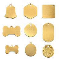 Plaque d'identification personnalisée en laiton pur pour animaux de compagnie, gravée au laser, avec logo irrégulier, pour collier et laisse de chien ou de chat