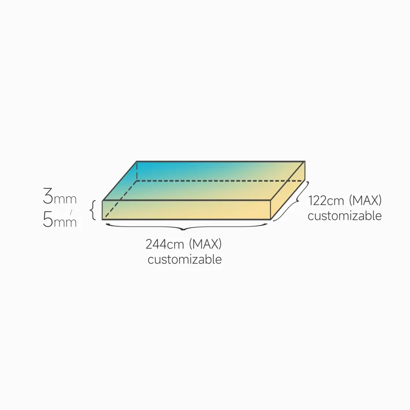 Illusoryカラー3mm/5mmアクリルシート、カラフルなアクリル原料、高透明度、カスタマイズされたプレキシガラスシート処理、