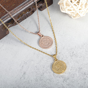 Collana con Ciondolo Rotondo in Oro con Ritratto di Elisabetta 1989, Stile Retrò Britannico, Medaglia Dollaro, Catena da Clavicola Cool Wind - Product Image 4