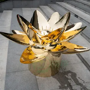 Hochwertige kunden spezifische große moderne Garten im Freien dekorative Metallkunst abstrakte Blume Lotus Edelstahl Skulptur
