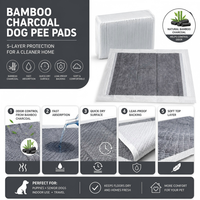 Tapis d'apprentissage jetables en charbon de bambou et PE pour chiens, anti-odeur, écologiques, imperméables et anti-fuites pour animaux de compagnie