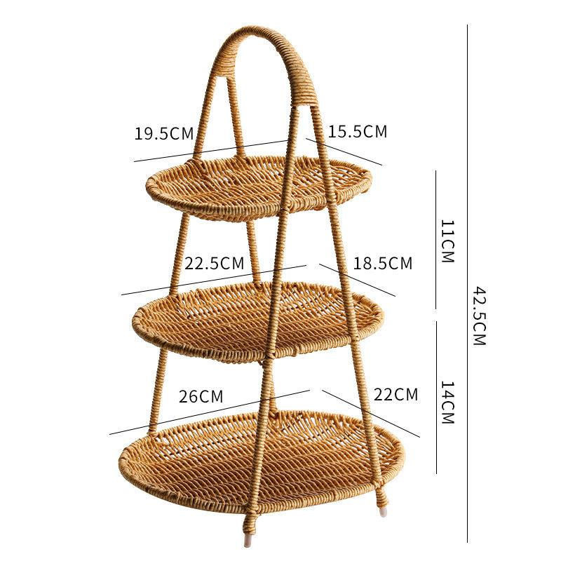 Imitation rattan oval three-layer