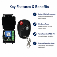 Interrupteur à distance sans fil universel 12V, module récepteur RF 433MHz, relais 1 canal pour ouvre-porte de garage intelligent