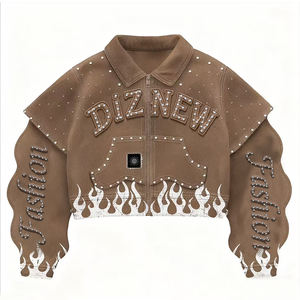 سترة فاخرة من ديزنيو مخصصة بتصميم عصري مزينة بالألماس للرجال موديلات جديدة 2026 سترة بنية اللون - Product Image 1