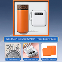 Hadiah kantor kustom untuk barang promosi karyawan set Eksekutif 300ML botol vakum Mini Power Bank kotak hadiah bisnis perusahaan