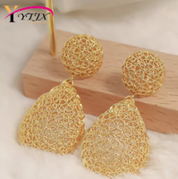 Boucles d'oreilles pendantes YTJX de style moyen-oriental, en filigrane doré lourd, creuses, en forme de goutte, vintage, surdimensionnées, pour mariage et fête