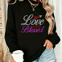 Transfert de strass personnalisé par presse à chaud, motif 'Christian Blessed', pour T-shirt