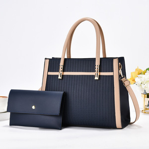 Nouvel ensemble de sacs à main de luxe 2 pièces pour femmes, sacs fourre-tout tendance en cuir PU avec fermeture éclair, design imprimé à la mode, toutes saisons, multi-usages - Product Image 2