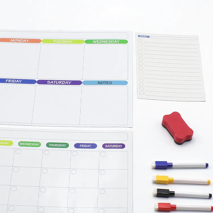 Hot Selling Weekly Monthly Calendar Planner Magnetic Whiteboard with Marker Pen Dry Erase Board Fridge Magnetic Whiteboard
