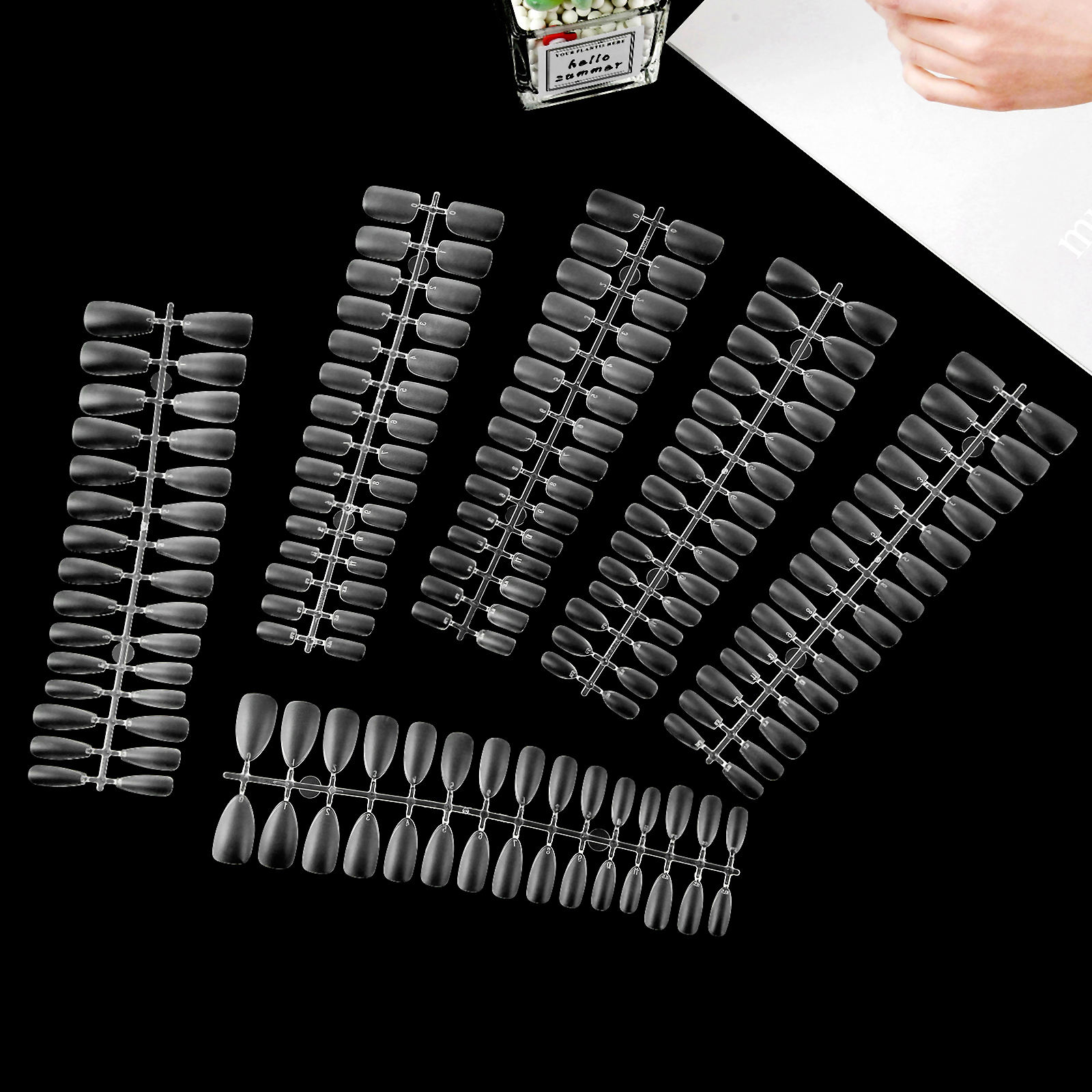 100pcs Artificial Fingernails Full Cover Nail Tips Soft Gel Press on Nails Full Cover Soft Gel Nail Tips