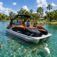 Bateau ponton de luxe en aluminium de 22 pieds - Tri-Tube - 12 personnes - Pêche sportive - Homologué CE - Moteur 250 CV max - Remorque en option