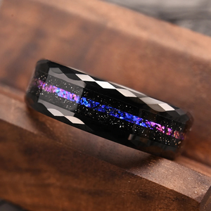 โอปอลฝังแหวนแต่งงานสุดหรูของขวัญแต่งงานหรูหราสำหรับผู้หญิงผู้ชายแหวนโรแมนติกไม่ซ้ำใครแหวนทังสเตนสีดำสำหรับผู้ชาย - Product Image 2