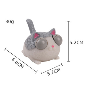 ลูกบอลบีบคลายเครียด PVC ของเล่นบีบมีเสียง รูปแมวโกรธ ตาโปน สำหรับเด็กอายุ 14 ปีขึ้นไป - Product Image 3