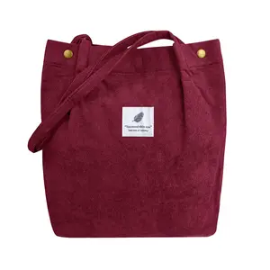फ़ैक्टरी थोक कॉरडरॉय टोट बैग छात्र कॉरडरॉय शोल्डर शॉपिंग बैग महिला कॉरडरॉय बैग