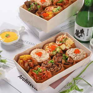 Bio-degradable Disposable Wooden Fast Food Container Takeaway Sushi Cake Pastry Dessert Grazing Board <strong>Lunch</strong> Bento Packaging <strong>Box</strong> - Product Image 1
