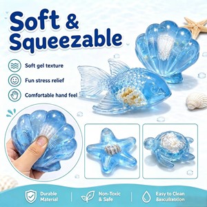 Ocean Squishy <b>Toy</b> NeeDoh Fidget Gel <b>Toy</b> Fish Shell Starfish <b>Turtle</b> Assortment Gift Ready Box Unisex 14 Years & up - Product Image 3