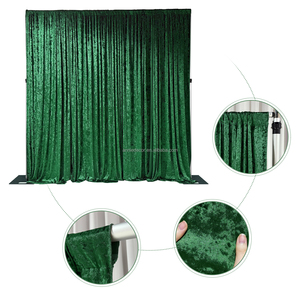 Lujo verde esmeralda 10 FT 12 FT 14FT terciopelo triturado telón de fondo cortinas cortina de terciopelo personalizado boda banquete eventos Decoración - Product Image 1