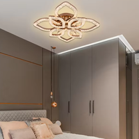 Lustre à LED avec base en métal et télécommande, forme de fleur, en acrylique, pour salon