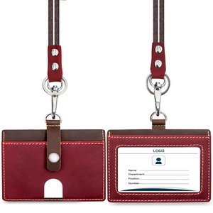 Porta Tarjetas de Identificación y Credenciales de Cuero Genuino Boshiho con Correa, 3 Tamaños Disponibles - Product Image 1